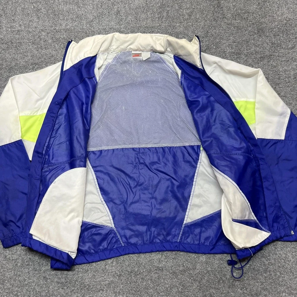 Vintage Nike Jacket Mens Small Blue White Windbreaker Full Zip Colorblock 90s